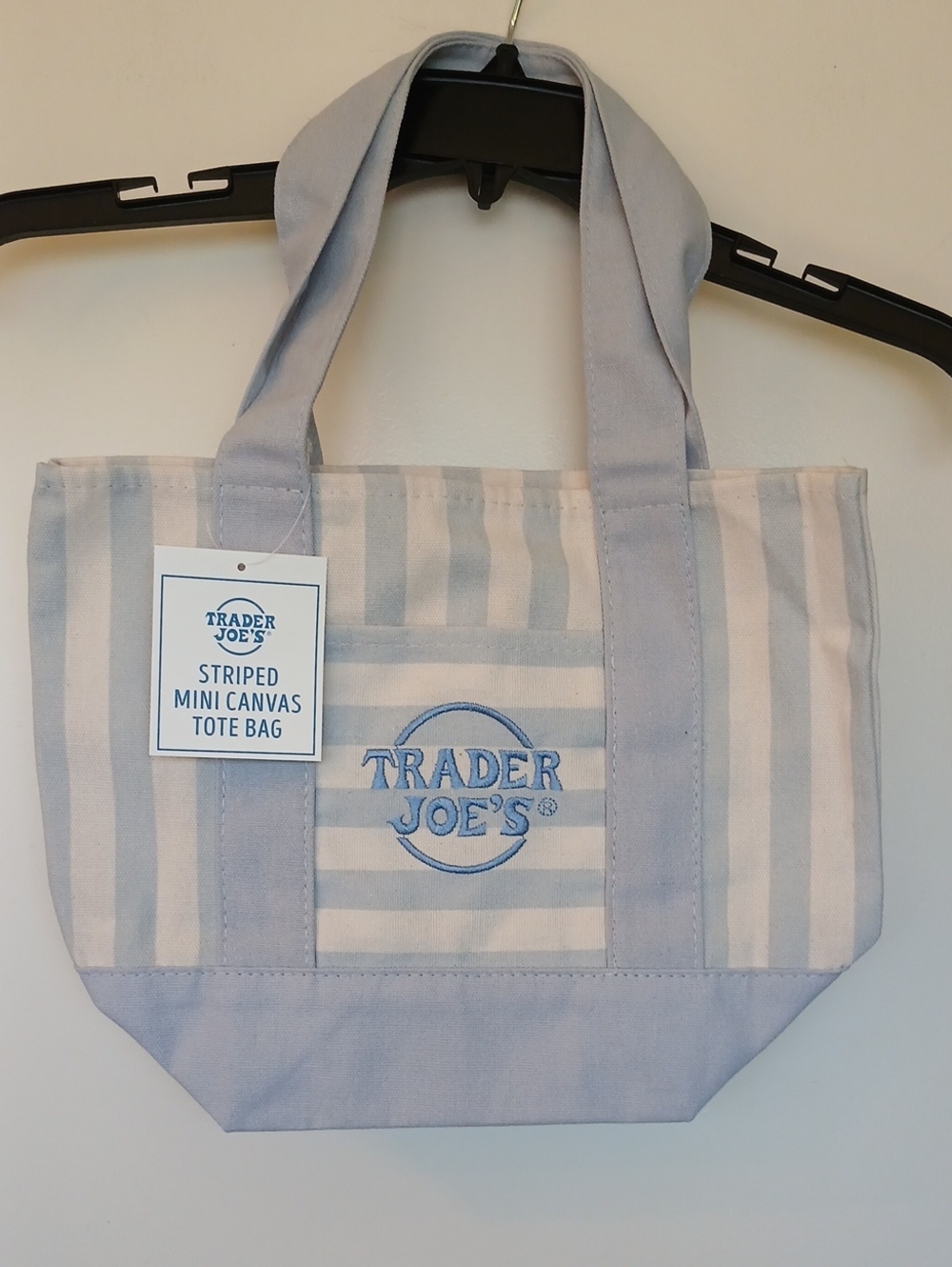 Trader Joe’s Pastel Blue Striped Mini Canvas Tote Bag